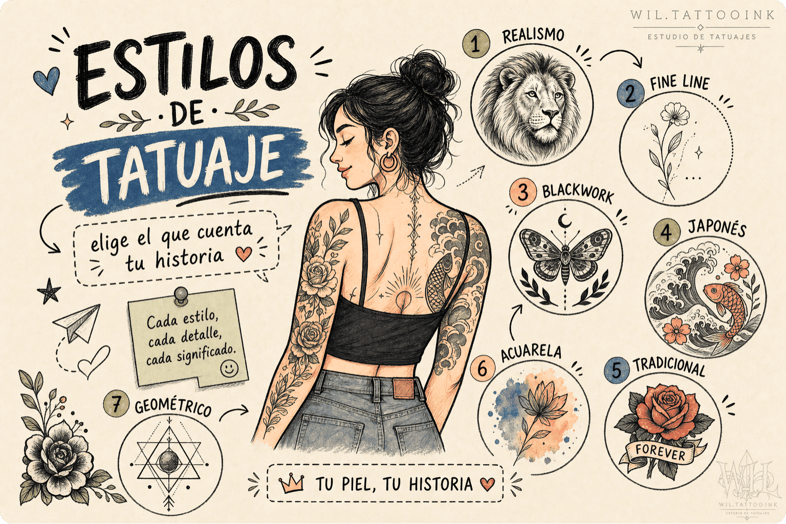 Estilos de tatuaje más populares para elegir el diseño ideal