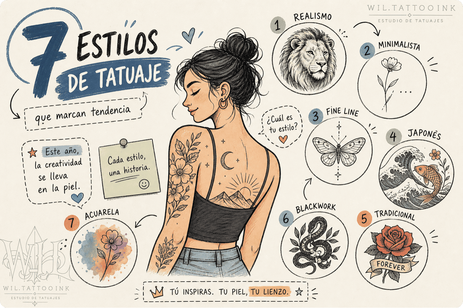 Los 7 Estilos de Tatuaje Más Populares Este Año