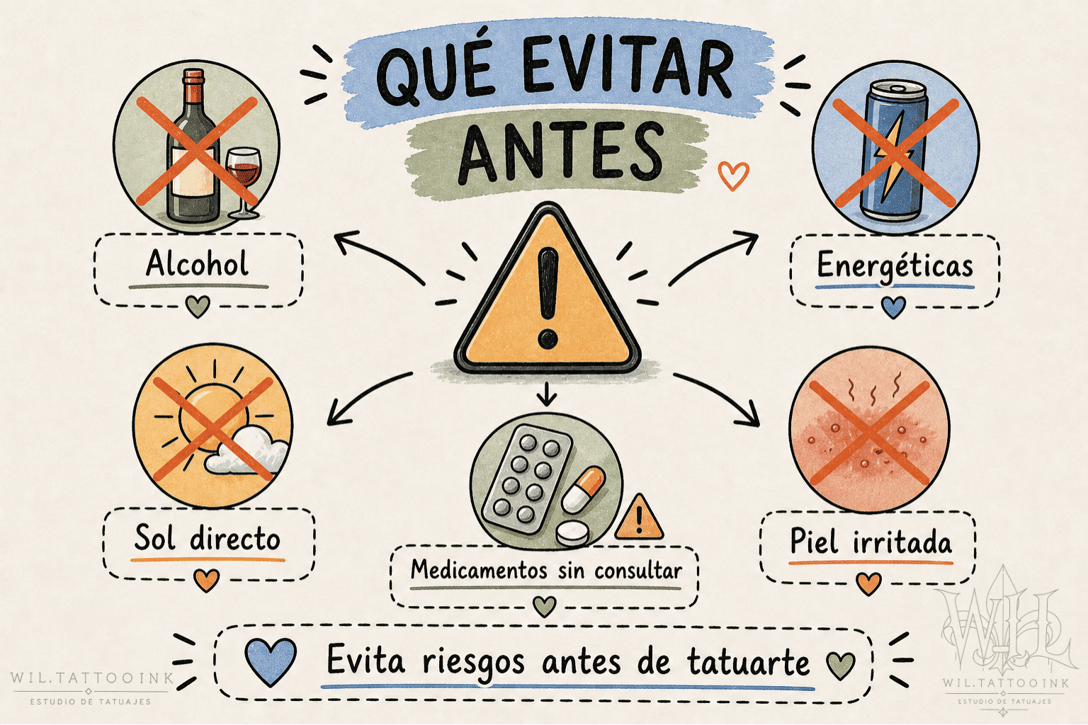 Qué evitar antes de tatuarte alcohol energéticas sol directo medicamentos y piel irritada