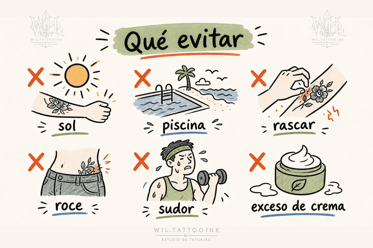 Sol, piscina, rascarse, roce, sudor y exceso de crema son errores habituales.