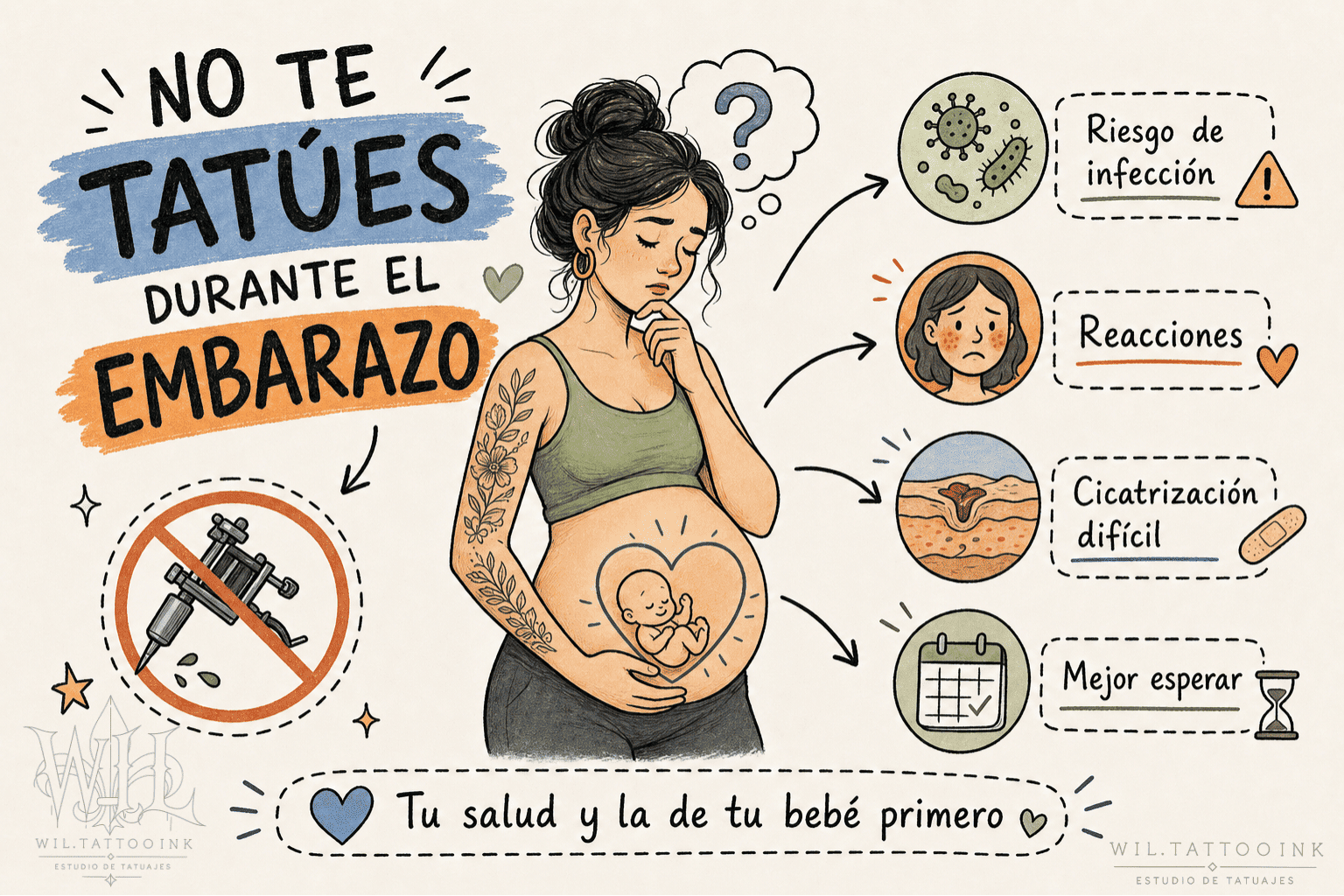 Riesgos de tatuarse durante el embarazo infección reacciones y cicatrización
